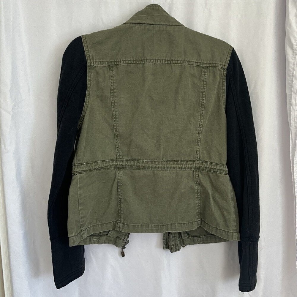 Womens Military Utility Jacket Sweatshirt Medium Olive Army Green 90s Grunge - Picture 4 of 16